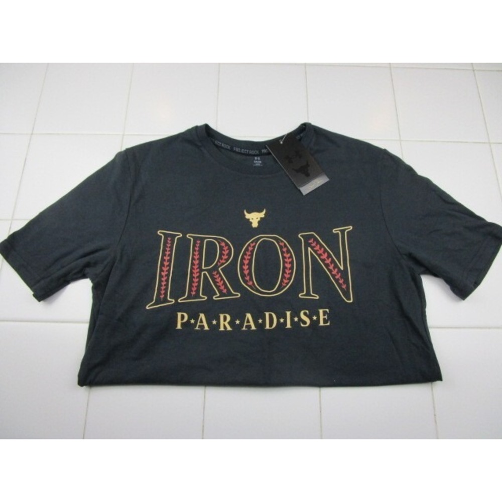 Under Armour Project Rock Iron Paradise Black Shirt Men's Small Workout Training